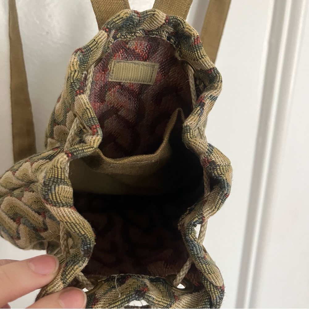 Vintage woven drawstring backpack patterned - image 3